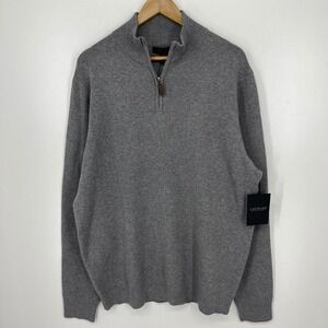 Lachlan Mens XXL Quarter Zip Sweater Heather Gray‎ British Inspired New NWT